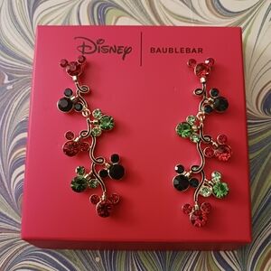 BaubleBar Festive Mickey Mouse Red and Green Earrings X Pieeced Ears